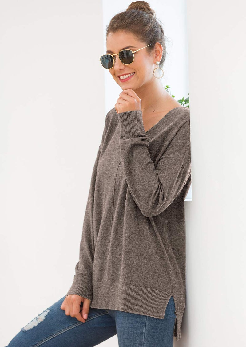 Jouica Women's Winter Sweater Breeze Light Knit Casual Sweater with High Low Hemline,Brown,XX-Large - Image 4
